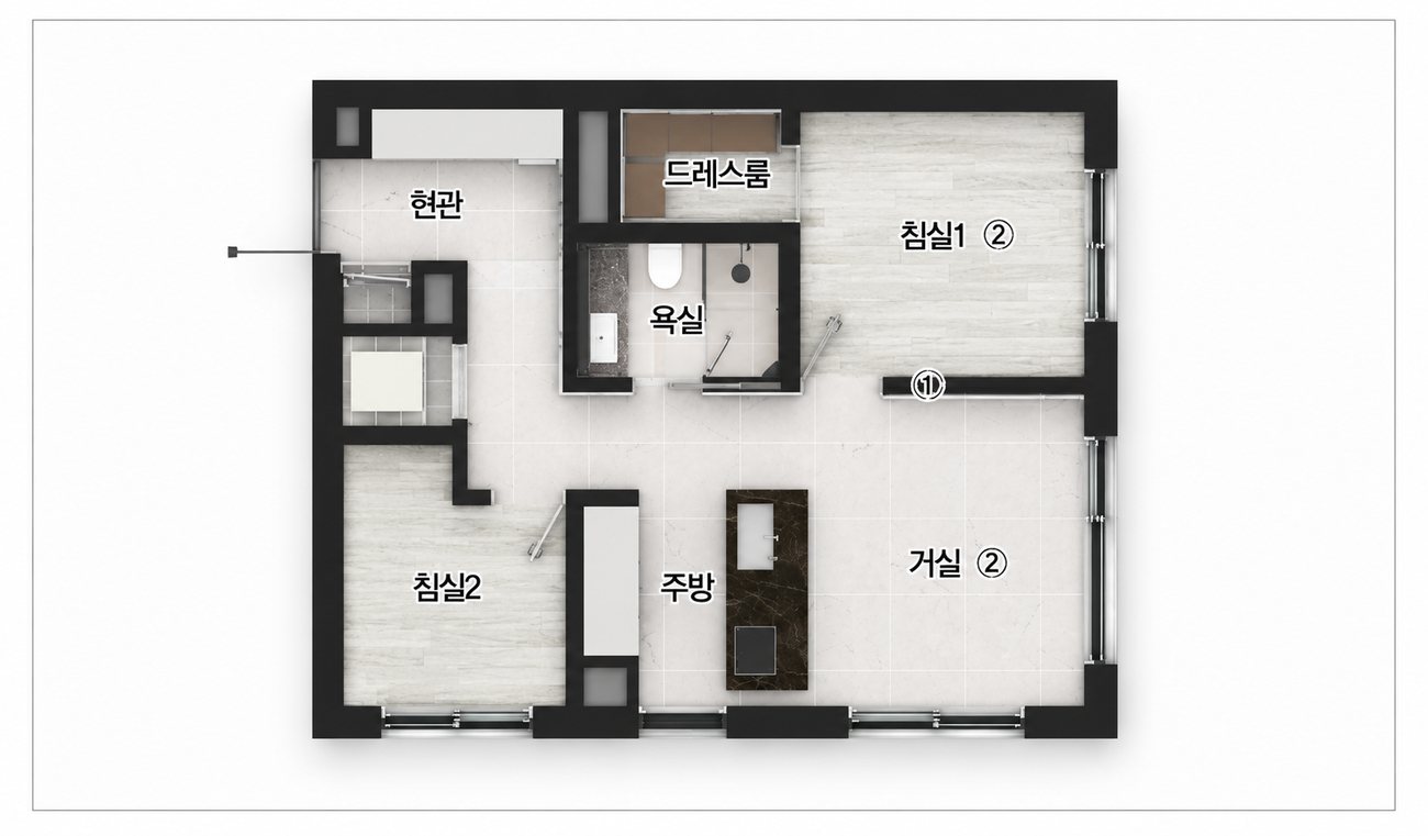사평대로12 59A 평면도 (2Room · 1Bath)
